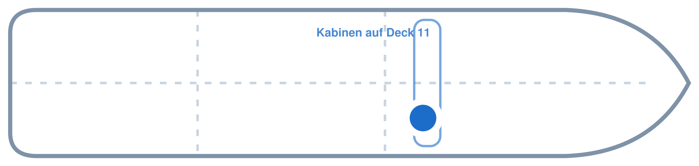 Lage der Kabine an Bord der AIDAbella: Mittschiffs, Steuerbord