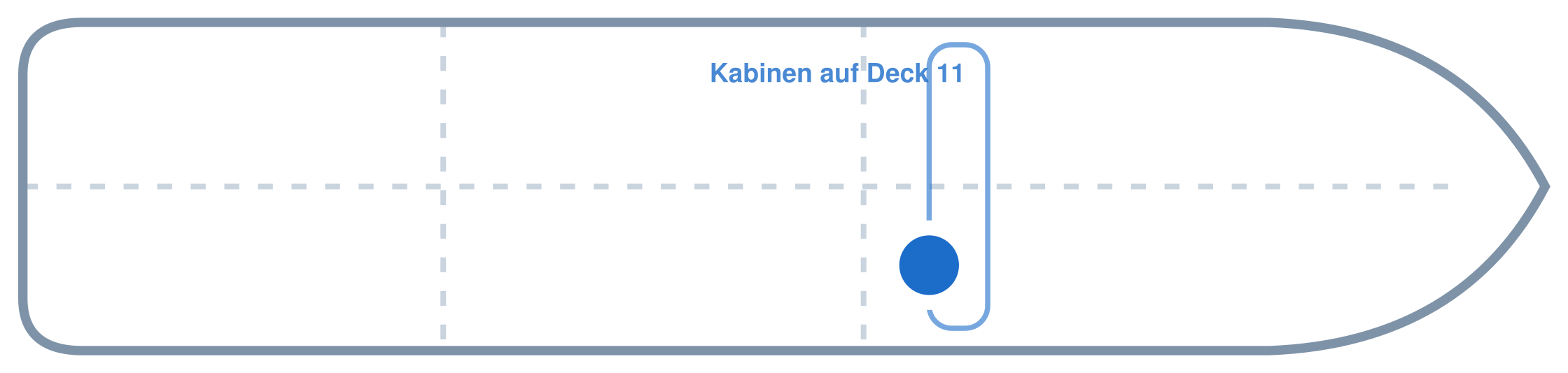 Lage der Kabine an Bord der AIDAbella: Mittschiffs, Steuerbord