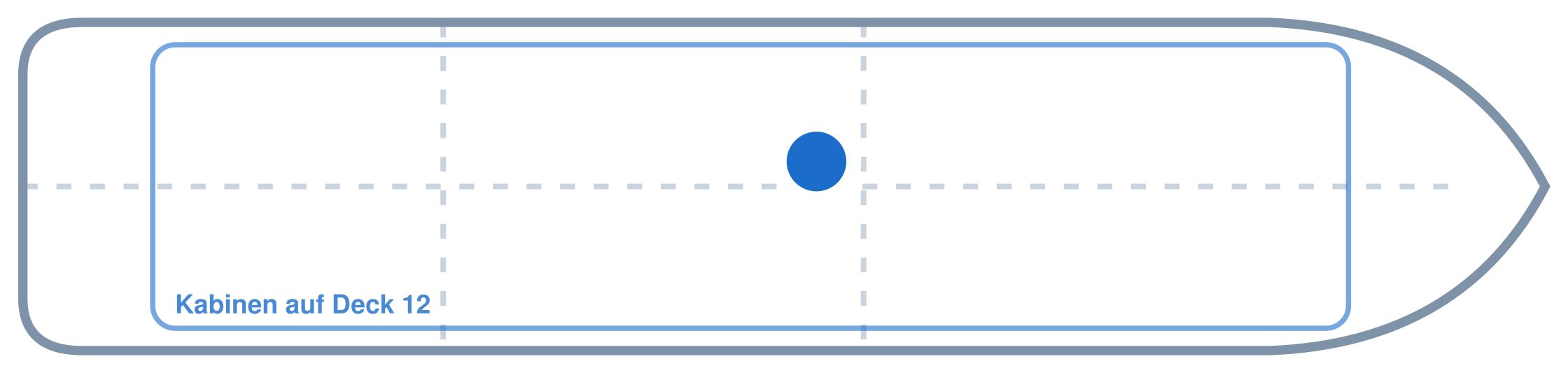 Lage der Kabine an Bord der AIDAnova: Mittschiffs, Backbord