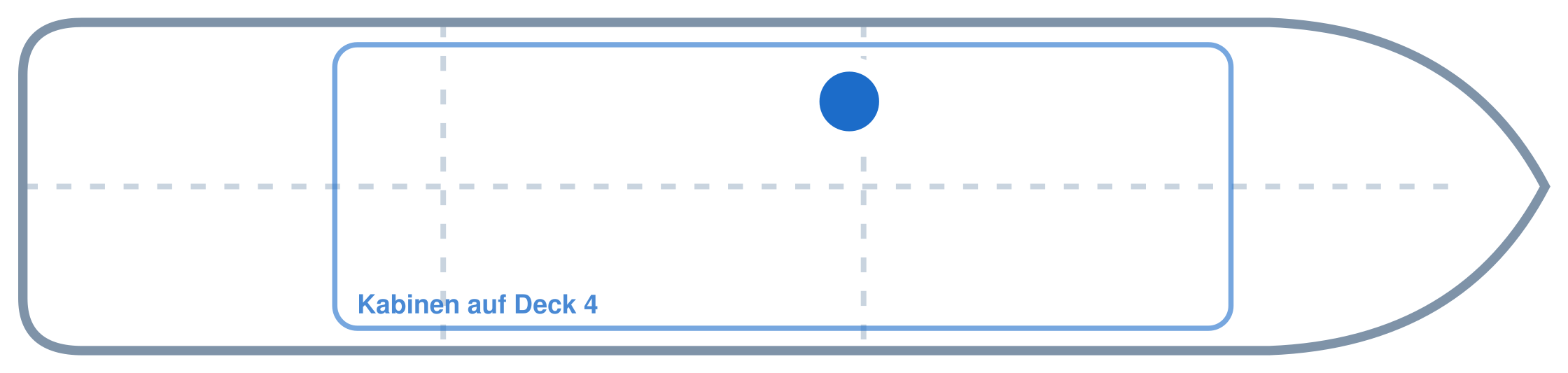 Lage der Kabine an Bord der AIDAnova: Mittschiffs, Backbord