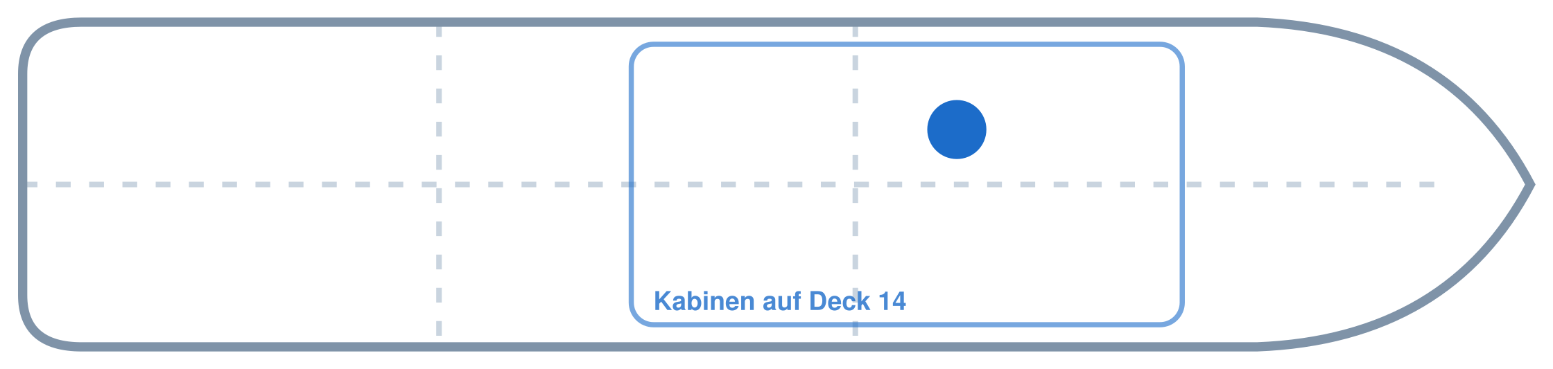 Lage der Kabine an Bord der AIDAperla: Mittschiffs, Backbord
