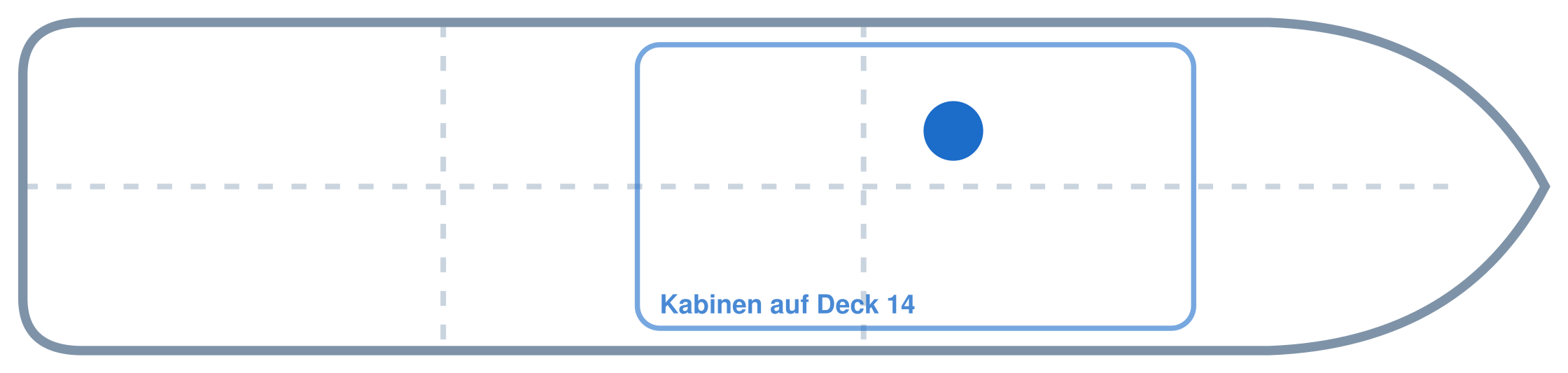Lage der Kabine an Bord der AIDAperla: Mittschiffs, Backbord