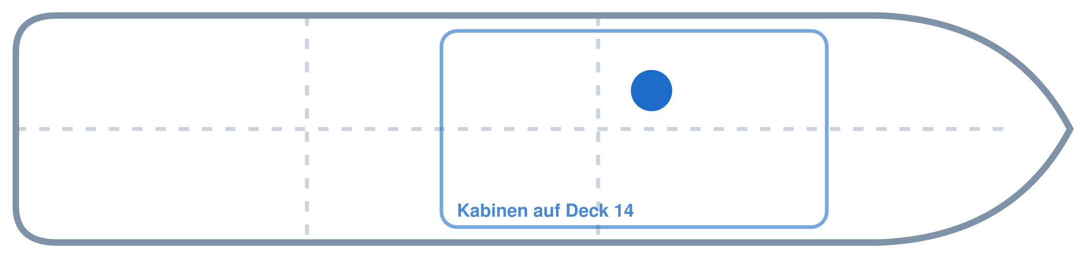 Lage der Kabine an Bord der AIDAperla: Mittschiffs, Backbord