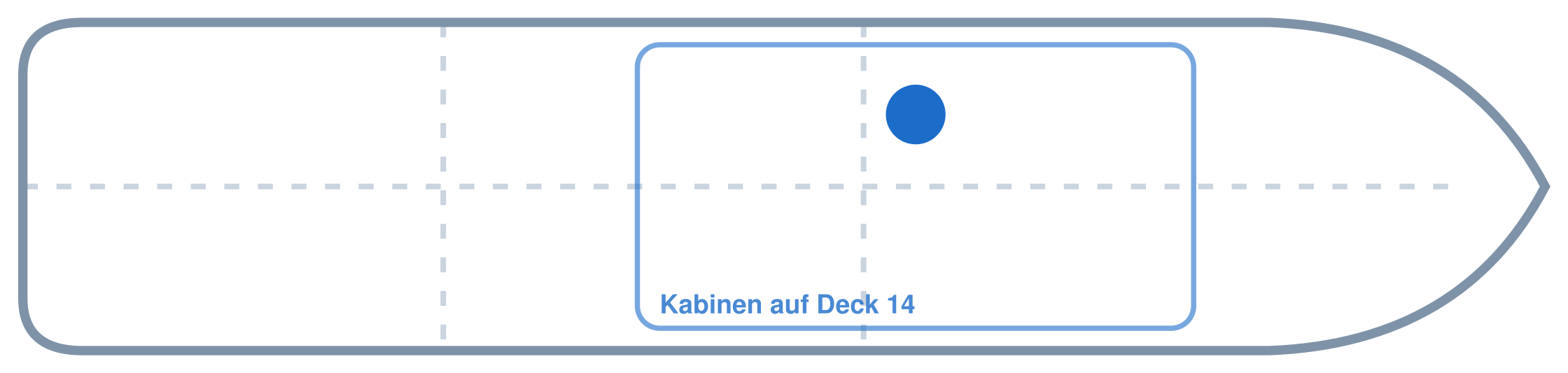 Lage der Kabine an Bord der AIDAperla: Mittschiffs, Backbord