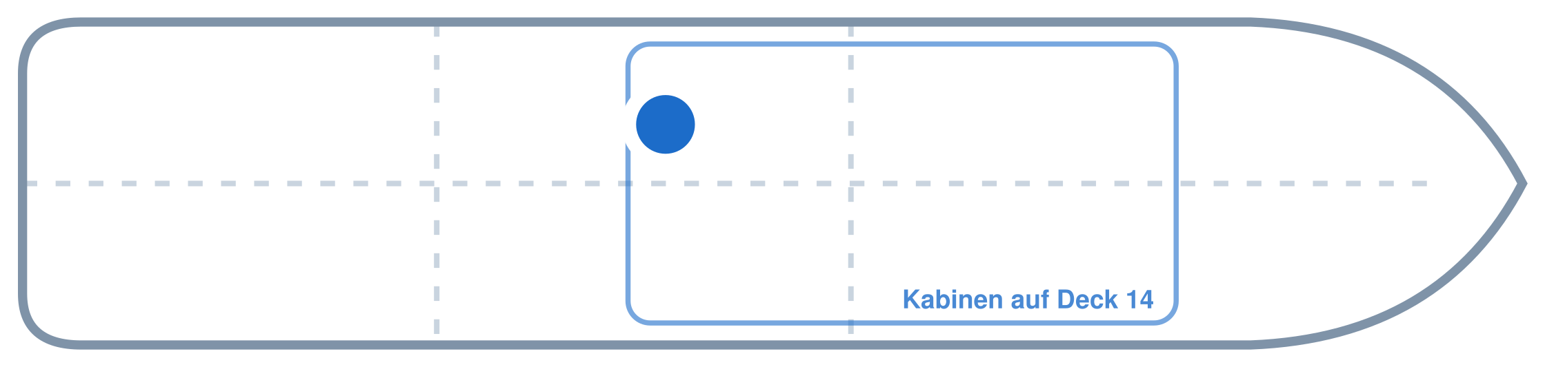Lage der Kabine an Bord der AIDAperla: Mittschiffs, Backbord