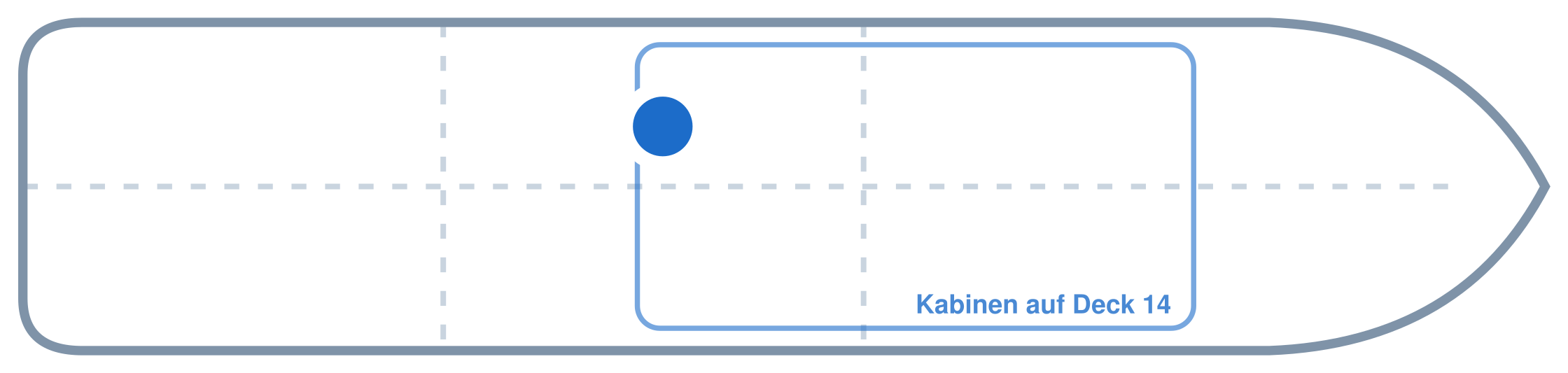 Lage der Kabine an Bord der AIDAperla: Mittschiffs, Backbord