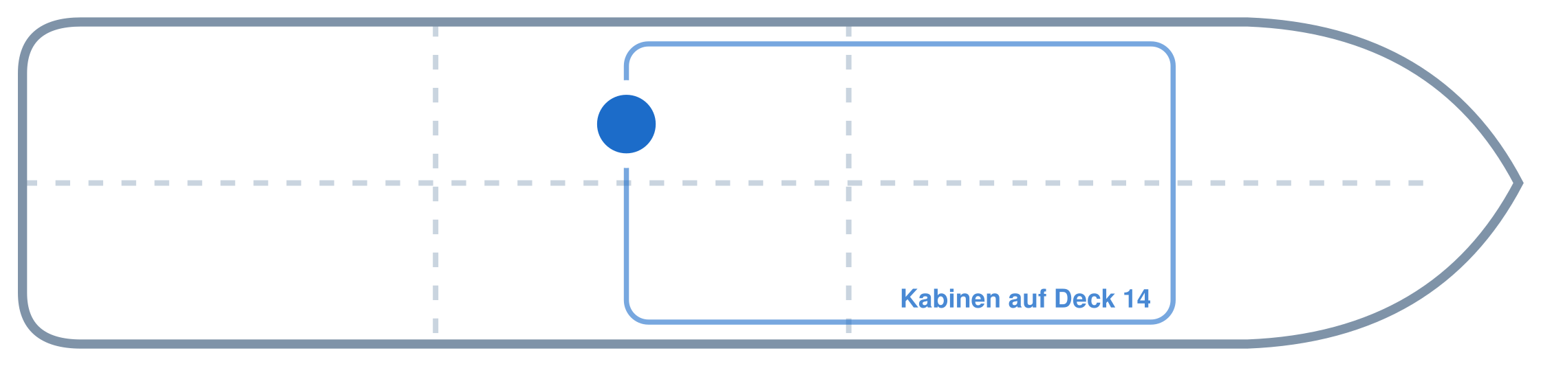 Lage der Kabine an Bord der AIDAperla: Mittschiffs, Backbord