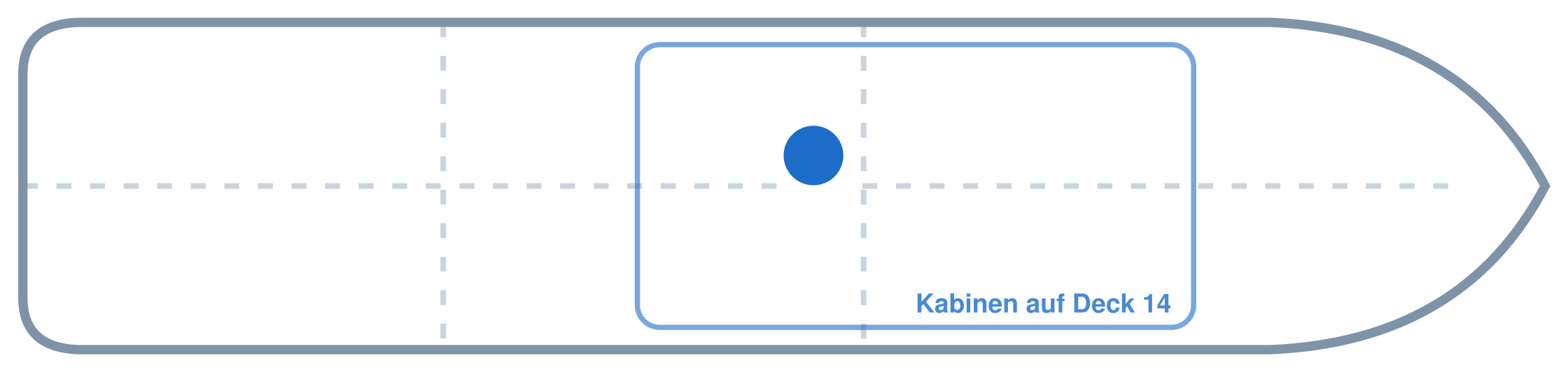 Lage der Kabine an Bord der AIDAperla: Mittschiffs, Backbord