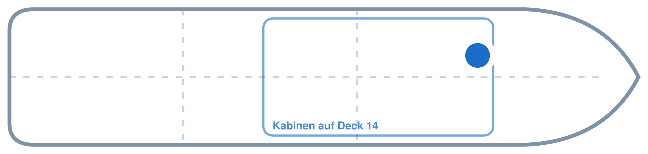 Lage der Kabine an Bord der AIDAprima: Vorne, Backbord