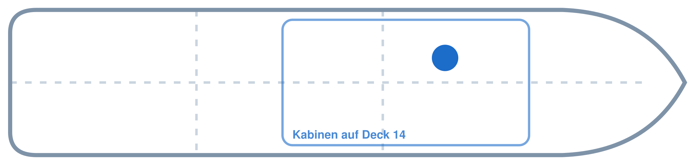 Lage der Kabine an Bord der AIDAprima: Mittschiffs, Backbord