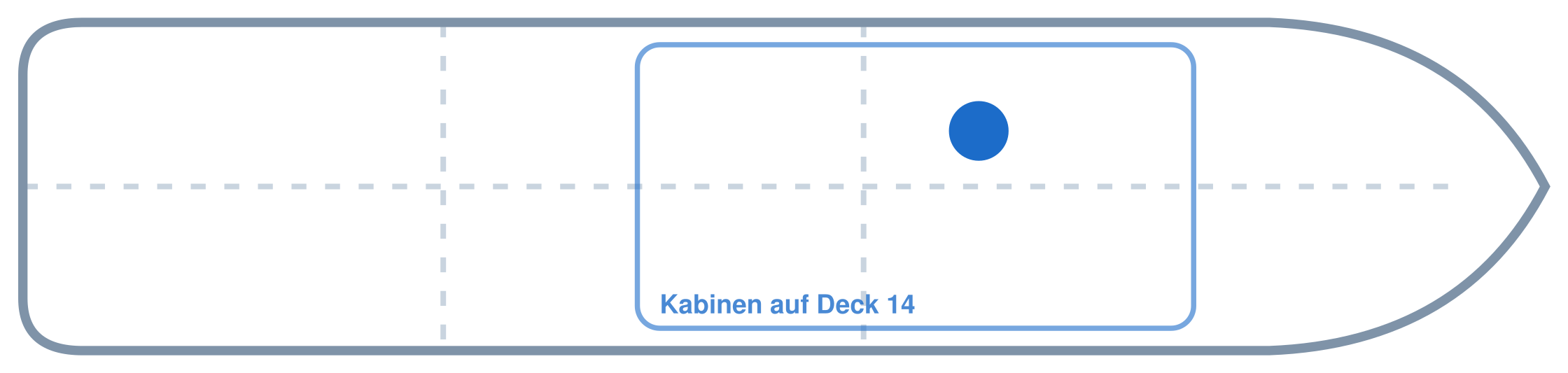 Lage der Kabine an Bord der AIDAprima: Mittschiffs, Backbord
