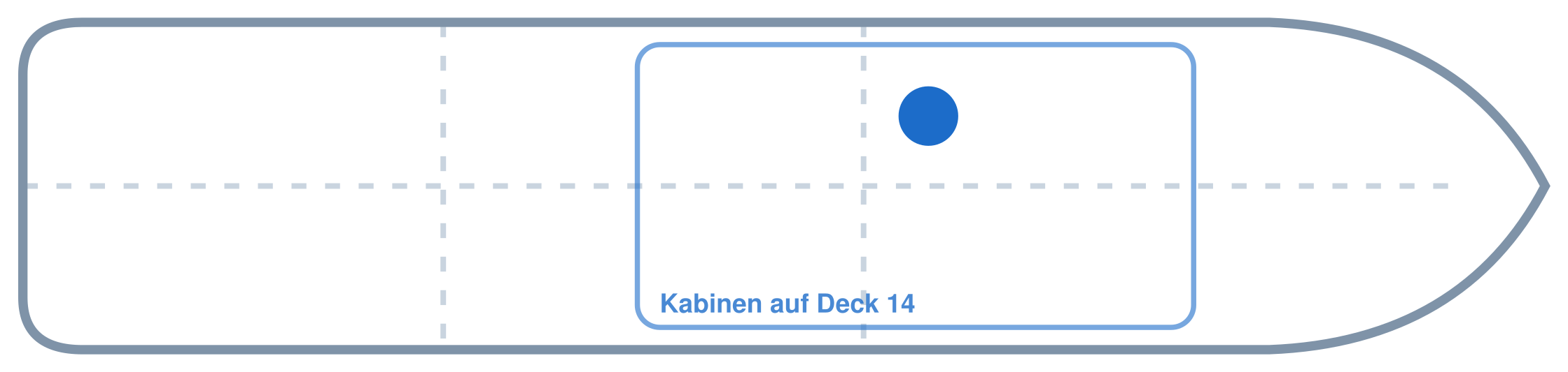 Lage der Kabine an Bord der AIDAprima: Mittschiffs, Backbord