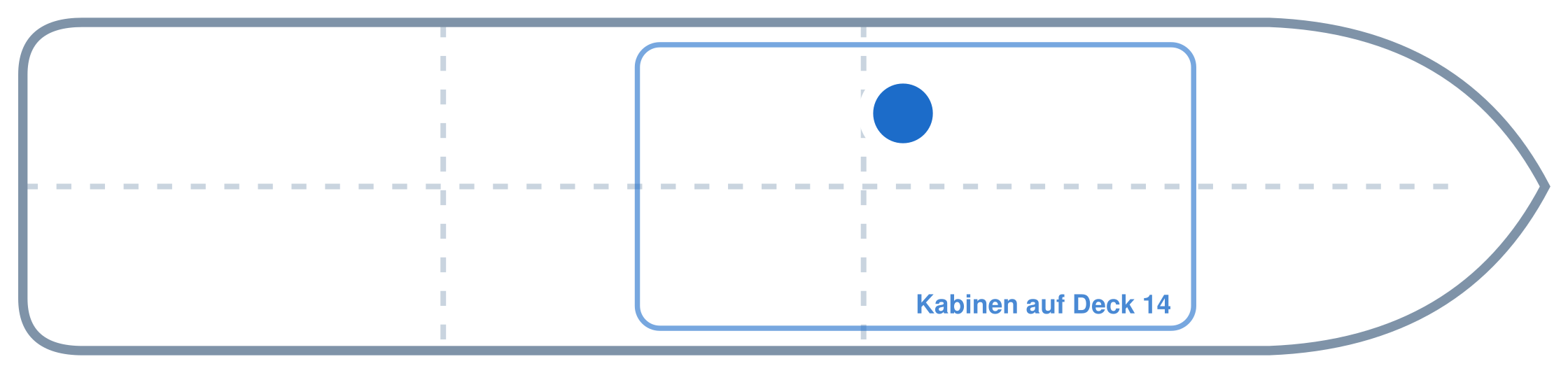 Lage der Kabine an Bord der AIDAprima: Mittschiffs, Backbord