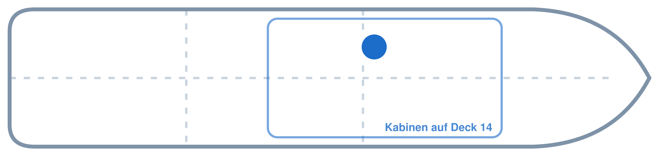 Lage der Kabine an Bord der AIDAprima: Mittschiffs, Backbord