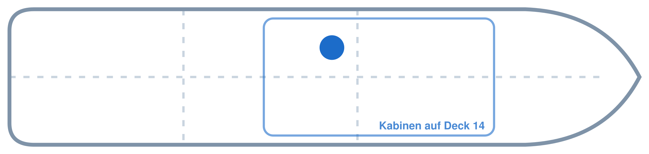 Lage der Kabine an Bord der AIDAprima: Mittschiffs, Backbord