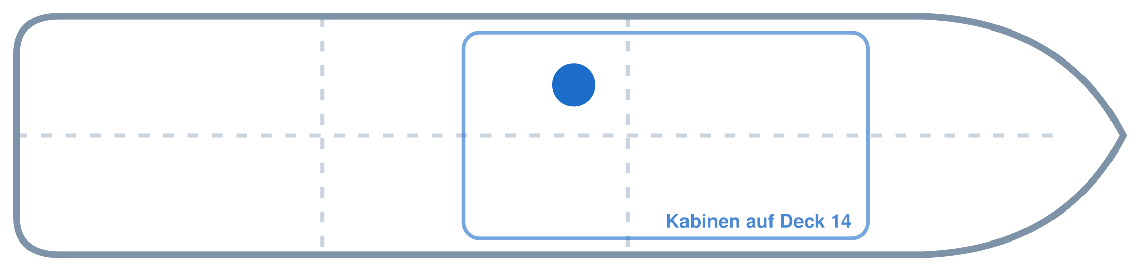 Lage der Kabine an Bord der AIDAprima: Mittschiffs, Backbord