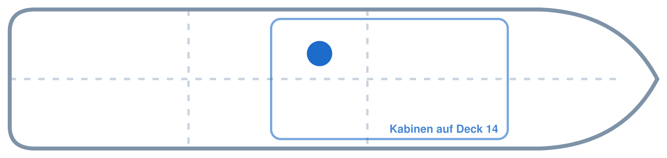Lage der Kabine an Bord der AIDAprima: Mittschiffs, Backbord