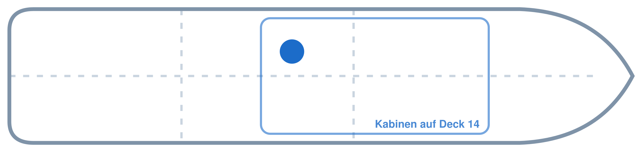 Lage der Kabine an Bord der AIDAprima: Mittschiffs, Backbord