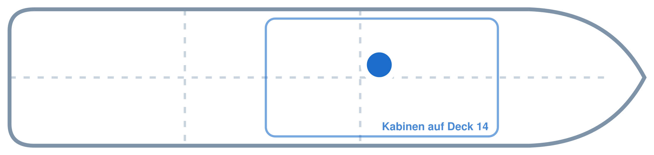 Lage der Kabine an Bord der AIDAprima: Mittschiffs, Backbord
