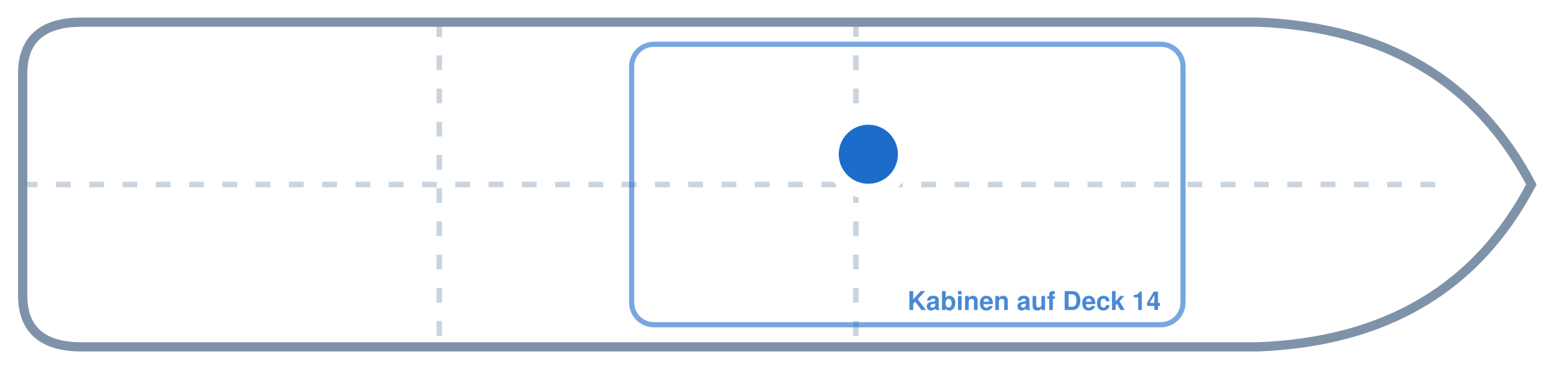 Lage der Kabine an Bord der AIDAprima: Mittschiffs, Backbord