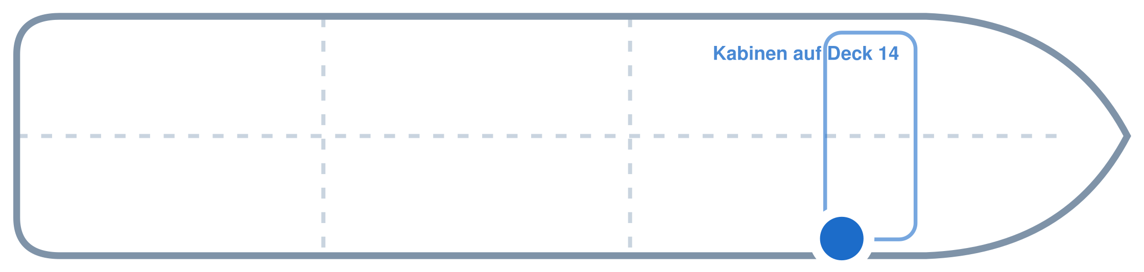 Lage der Kabine an Bord der Mein Schiff 1: Vorne, Steuerbord