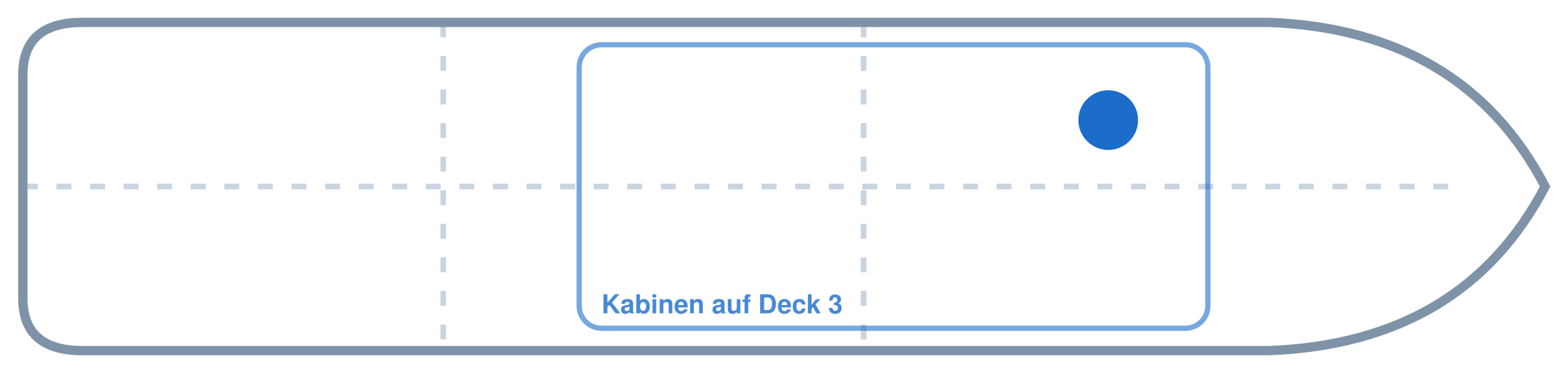 Lage der Kabine an Bord der Mein Schiff 1: Vorne, Backbord