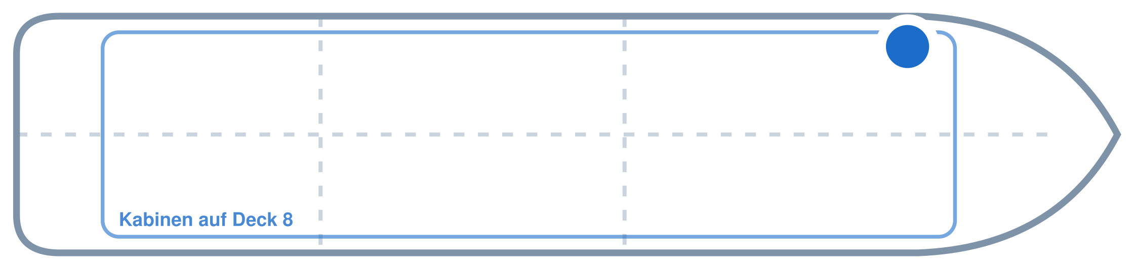 Lage der Kabine an Bord der Mein Schiff 1: Vorne, Backbord