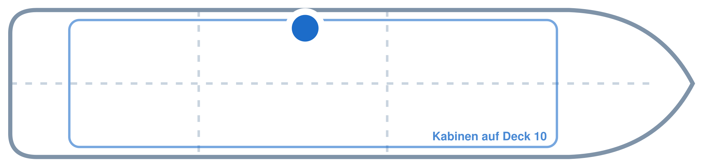 Lage der Kabine an Bord der Mein Schiff 2: Mittschiffs, Backbord