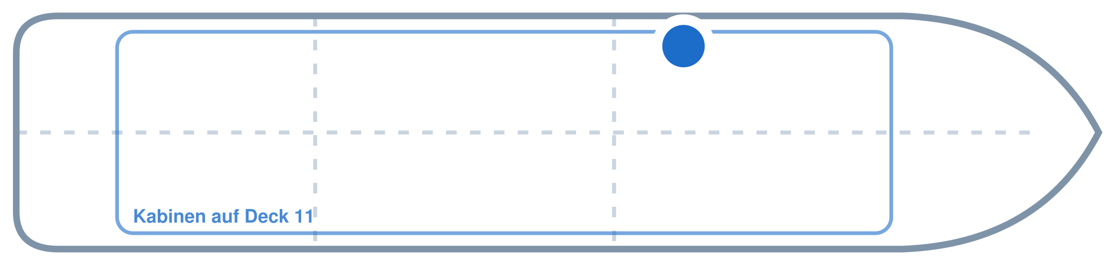 Lage der Kabine an Bord der Mein Schiff 2: Mittschiffs, Backbord