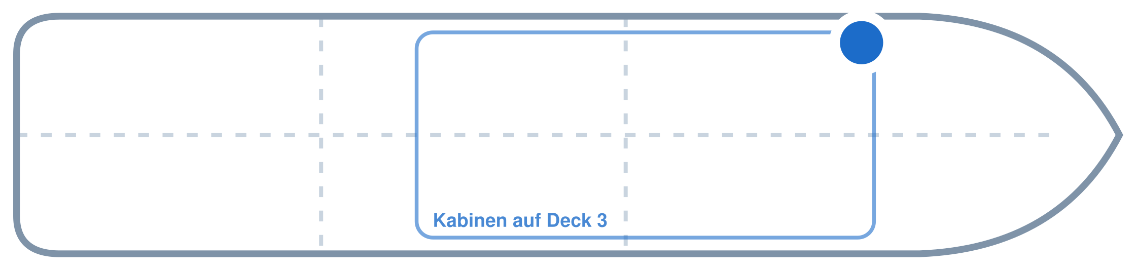 Lage der Kabine an Bord der Mein Schiff 2: Vorne, Backbord