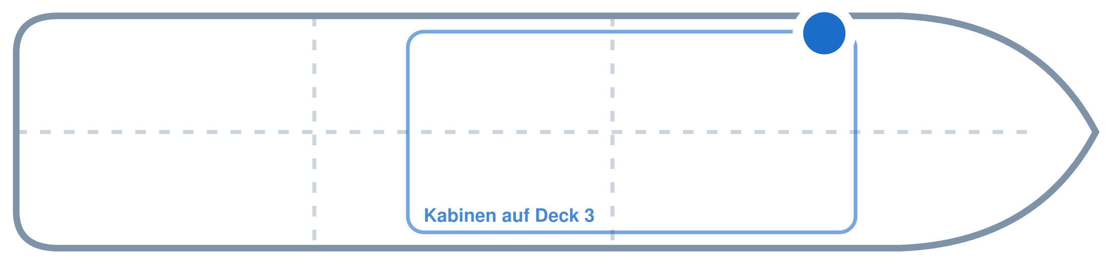 Lage der Kabine an Bord der Mein Schiff 2: Vorne, Backbord