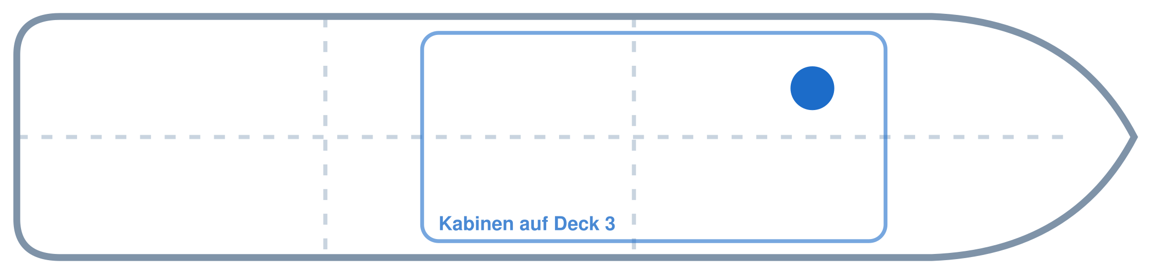 Lage der Kabine an Bord der Mein Schiff 2: Vorne, Backbord