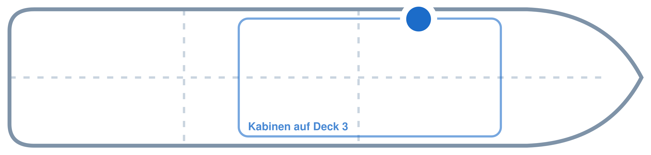 Lage der Kabine an Bord der Mein Schiff 2: Mittschiffs, Backbord