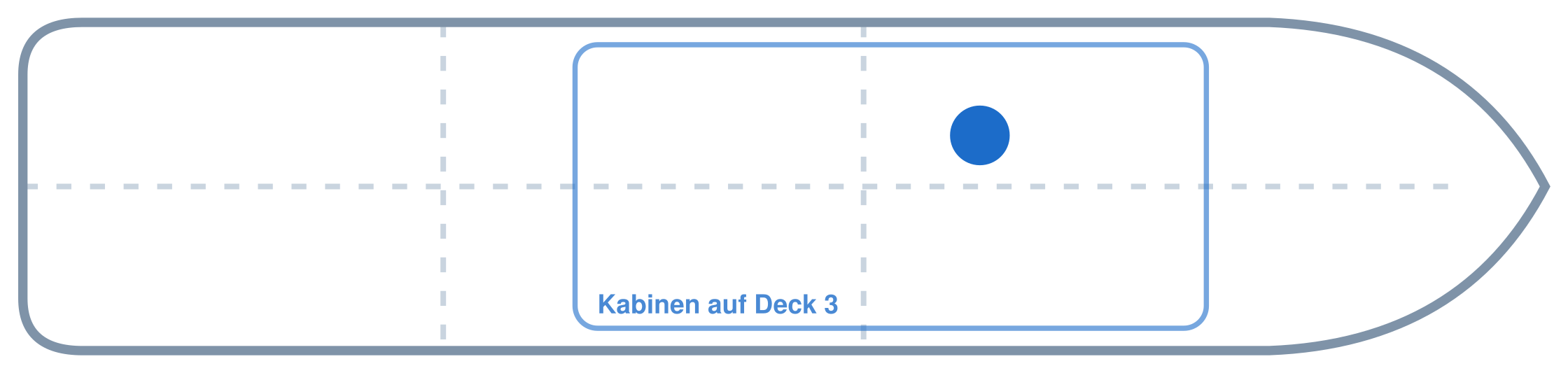 Lage der Kabine an Bord der Mein Schiff 2: Mittschiffs, Backbord