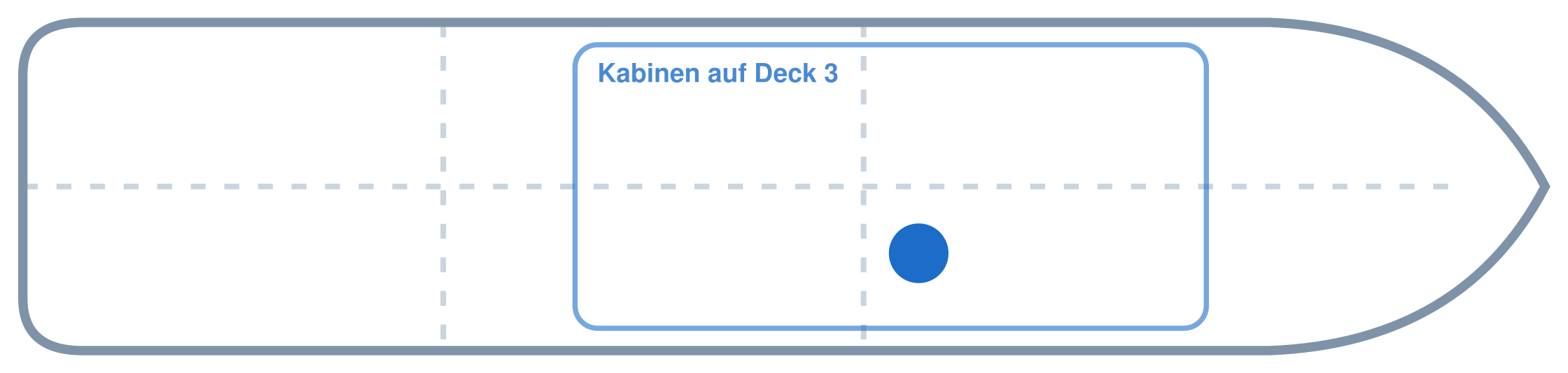 Lage der Kabine an Bord der Mein Schiff 2: Mittschiffs, Steuerbord
