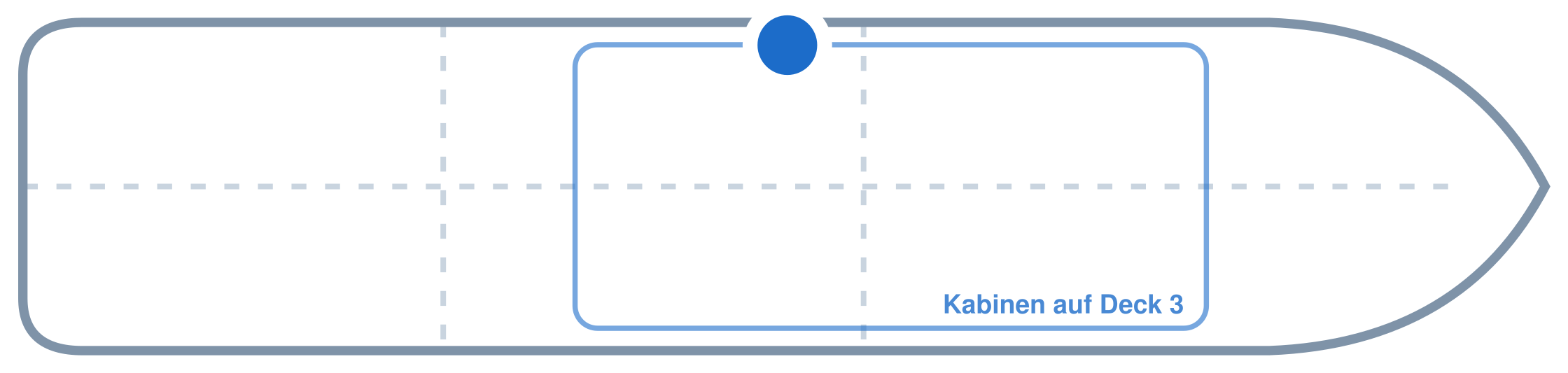 Lage der Kabine an Bord der Mein Schiff 2: Mittschiffs, Backbord