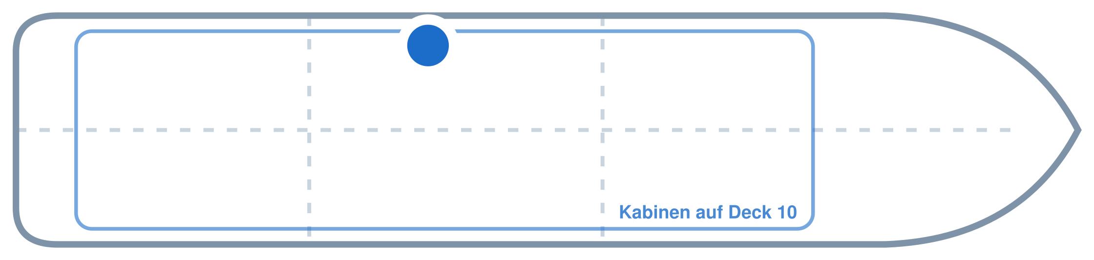 Lage der Kabine an Bord der Mein Schiff 3: Mittschiffs, Backbord