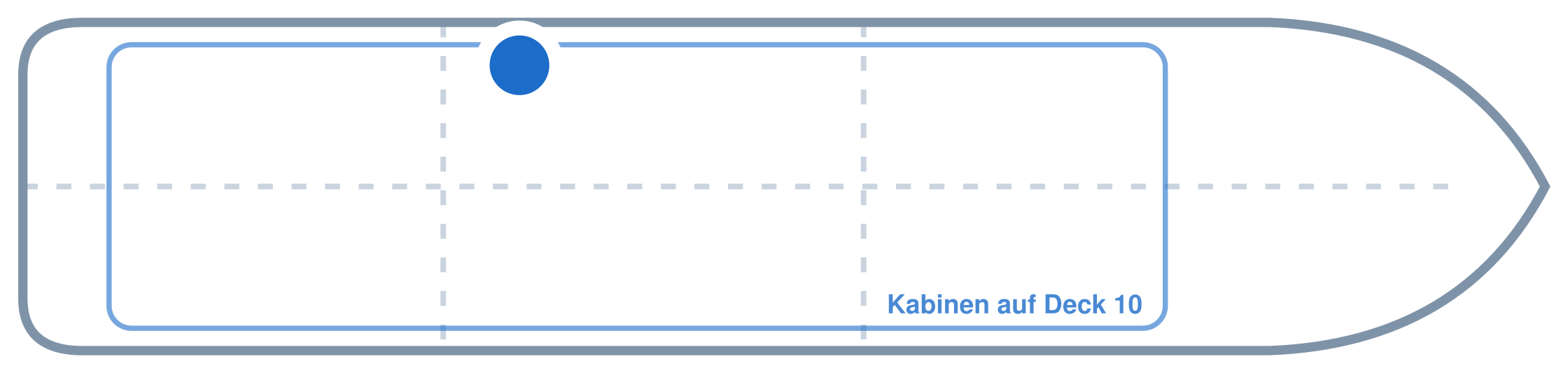 Lage der Kabine an Bord der Mein Schiff 3: Hinten, Backbord