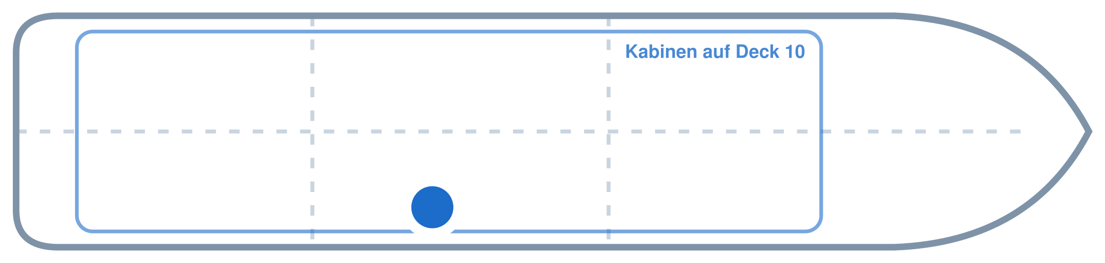 Lage der Kabine an Bord der Mein Schiff 3: Mittschiffs, Steuerbord