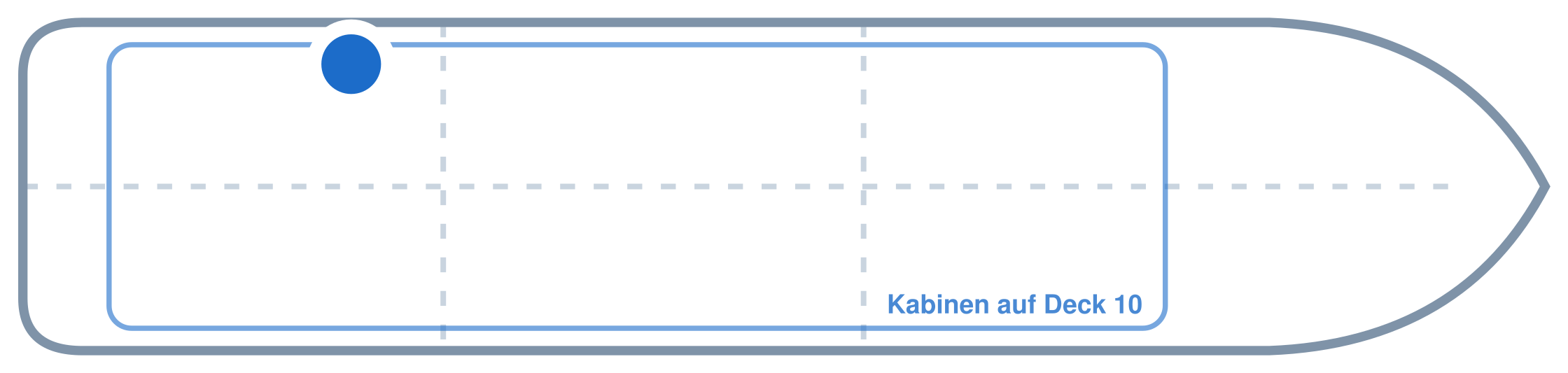 Lage der Kabine an Bord der Mein Schiff 3: Hinten, Backbord