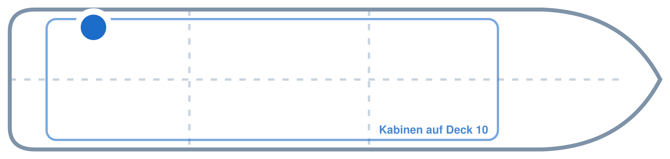 Lage der Kabine an Bord der Mein Schiff 3: Hinten, Backbord