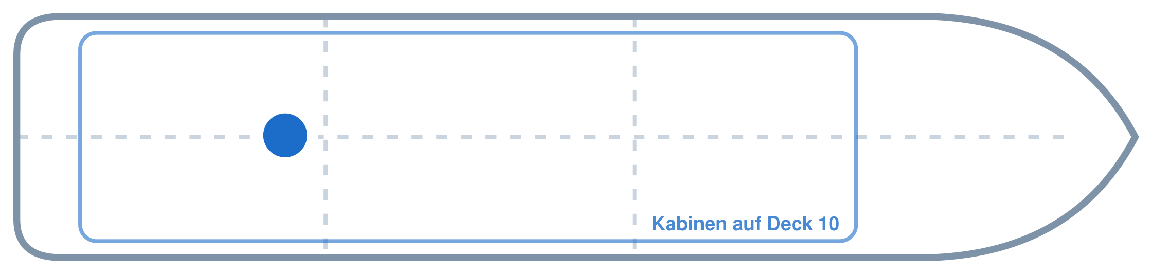 Lage der Kabine an Bord der Mein Schiff 3: Hinten, Mitte