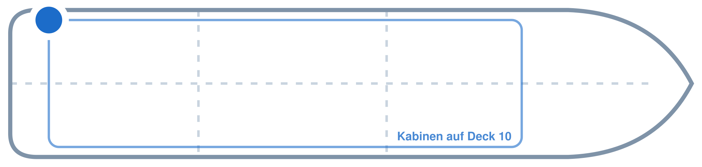 Lage der Kabine an Bord der Mein Schiff 3: Hinten, Backbord