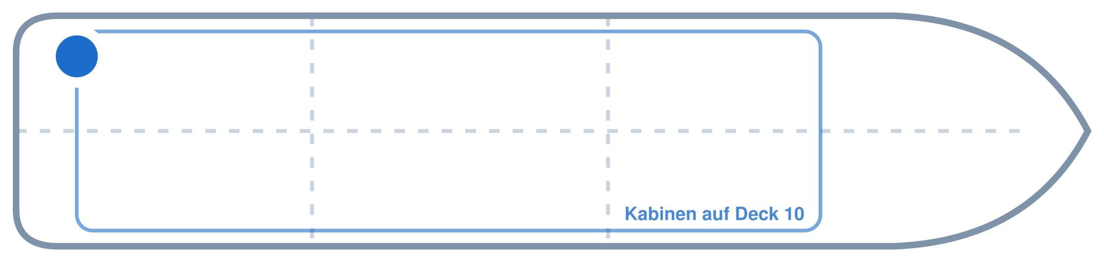 Lage der Kabine an Bord der Mein Schiff 3: Hinten, Backbord