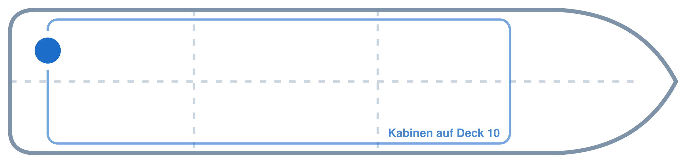Lage der Kabine an Bord der Mein Schiff 3: Hinten, Backbord
