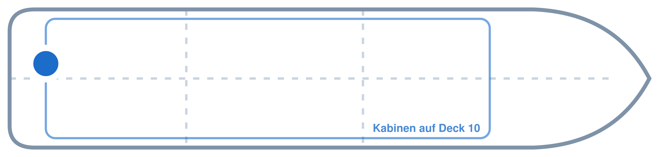 Lage der Kabine an Bord der Mein Schiff 3: Hinten, Backbord
