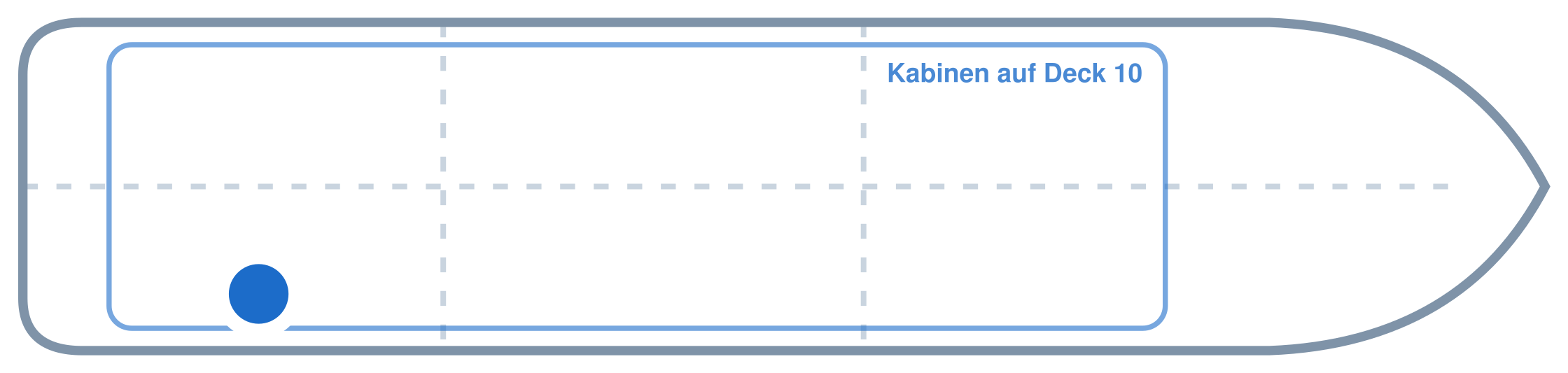 Lage der Kabine an Bord der Mein Schiff 3: Hinten, Steuerbord