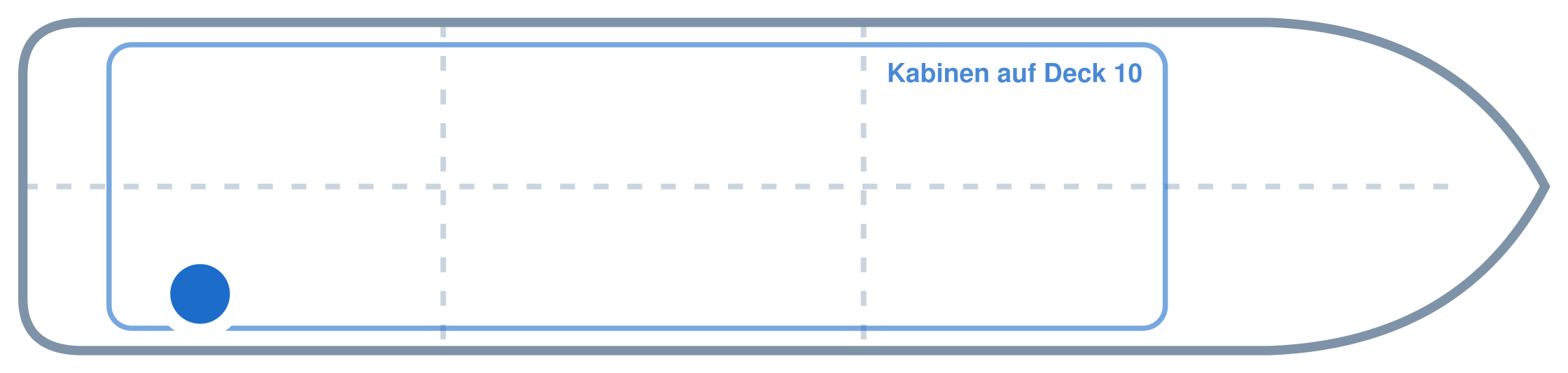 Lage der Kabine an Bord der Mein Schiff 3: Hinten, Steuerbord