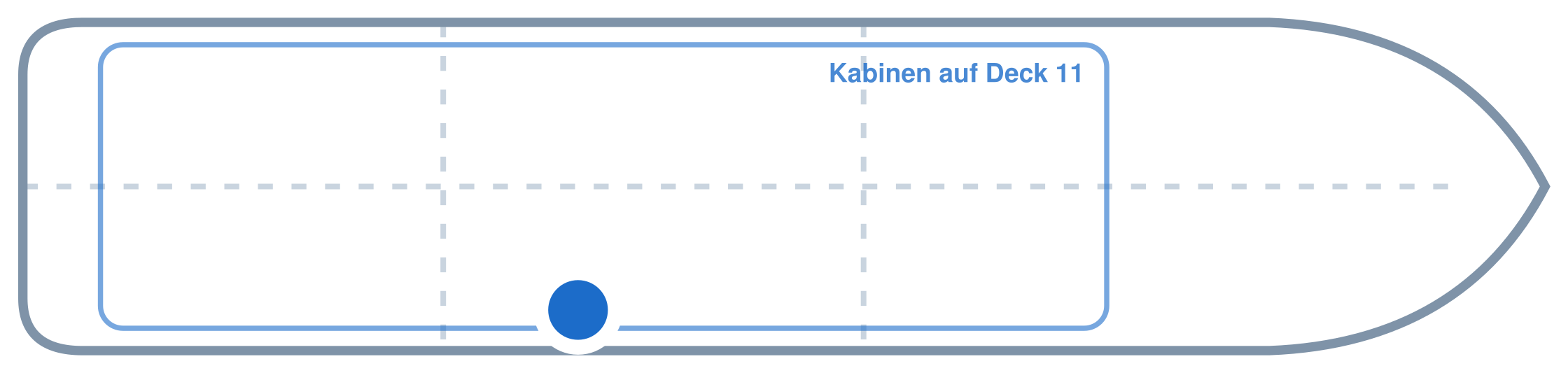 Lage der Kabine an Bord der Mein Schiff 3: Mittschiffs, Steuerbord