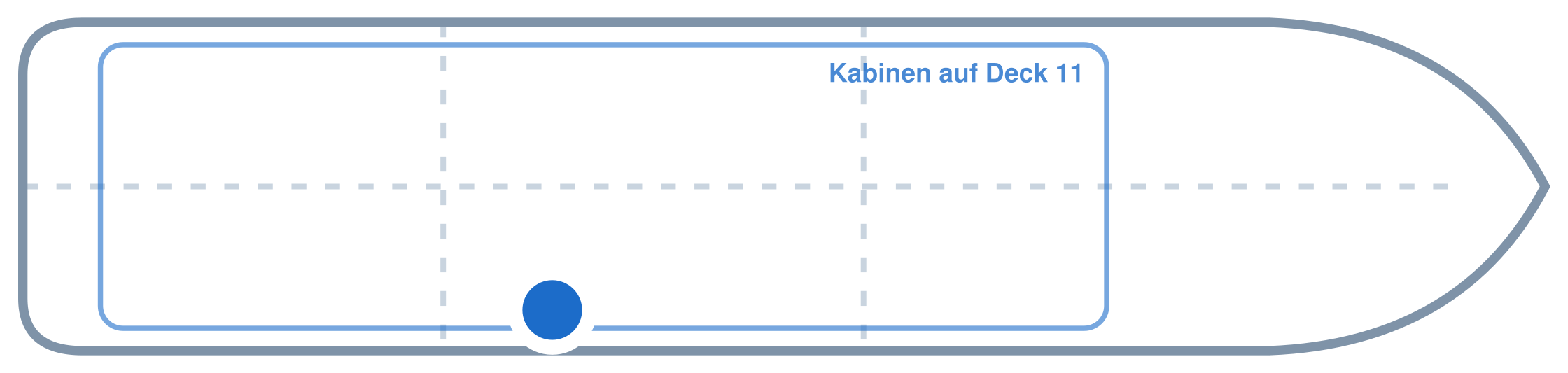 Lage der Kabine an Bord der Mein Schiff 3: Mittschiffs, Steuerbord